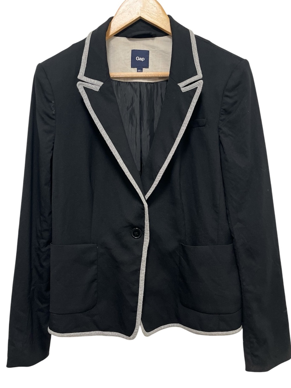 GAP Wool Blazer Gray Contrasting Trim Y2K Size 12